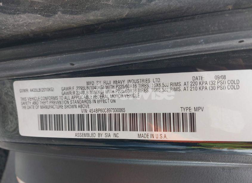 Photo 9 of 2009 Subaru Outback 2.5I (VIN 4S4BP60C897330065)