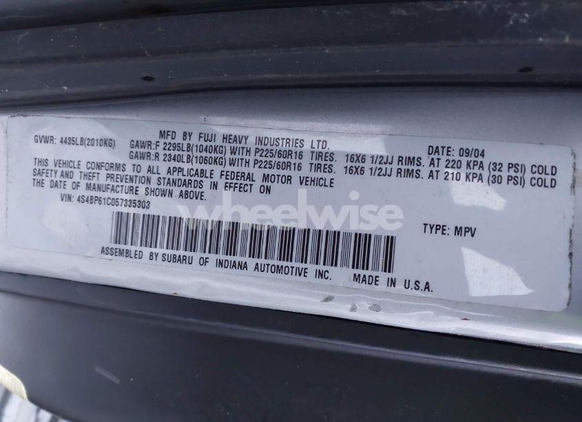Photo 9 of 2005 Subaru Outback 2.5I (VIN 4S4BP61C057335303)
