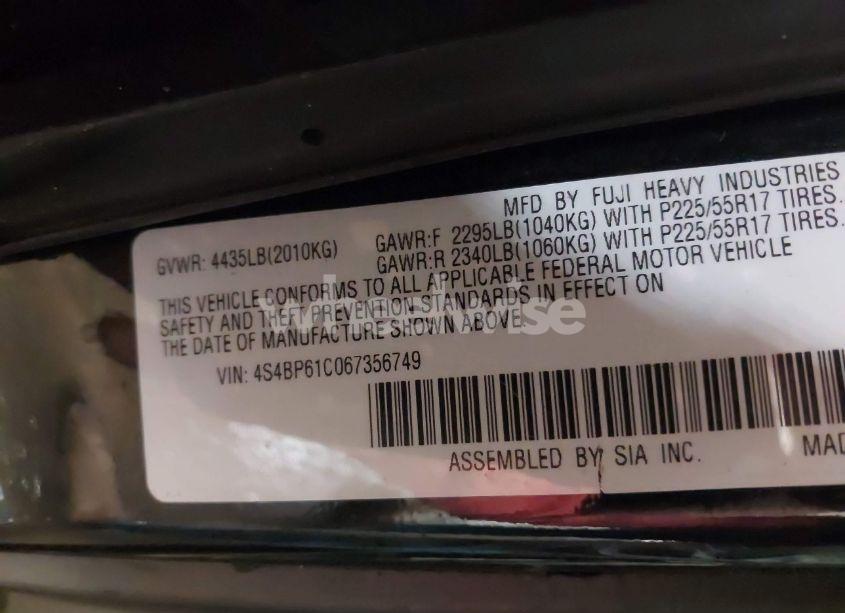 Photo 9 of 2006 Subaru Outback 2.5I (VIN 4S4BP61C067356749)
