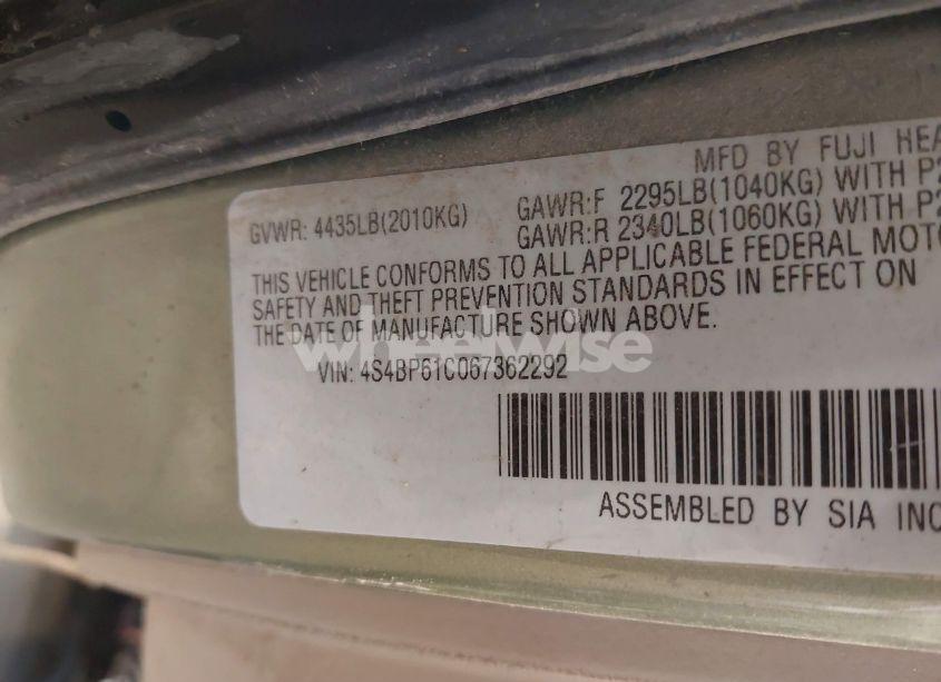 Photo 9 of 2006 Subaru Outback 2.5I (VIN 4S4BP61C067362292)