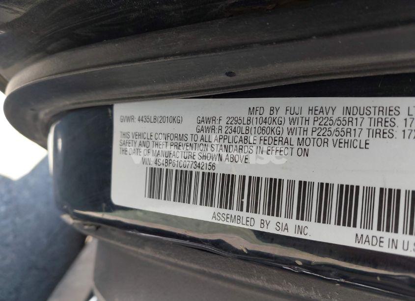 Photo 9 of 2007 Subaru Outback 2.5I/2.5I BASIC/2.5I L.L. BEAN EDITION (VIN 4S4BP61C077342156)