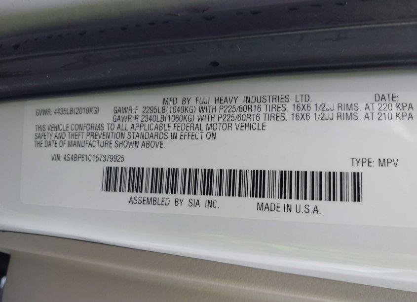 Photo 9 of 2005 Subaru Outback 2.5I (VIN 4S4BP61C157379925)