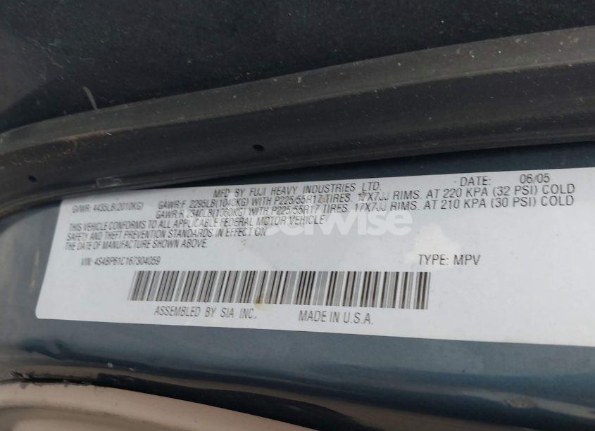 Photo 9 of 2006 Subaru Outback 2.5I (VIN 4S4BP61C167304059)