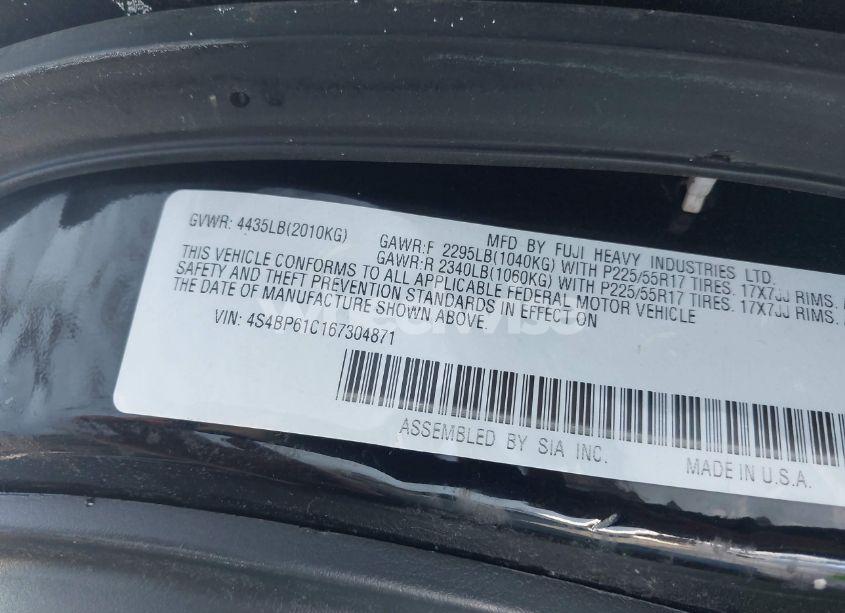 Photo 9 of 2006 Subaru Outback 2.5I (VIN 4S4BP61C167304871)