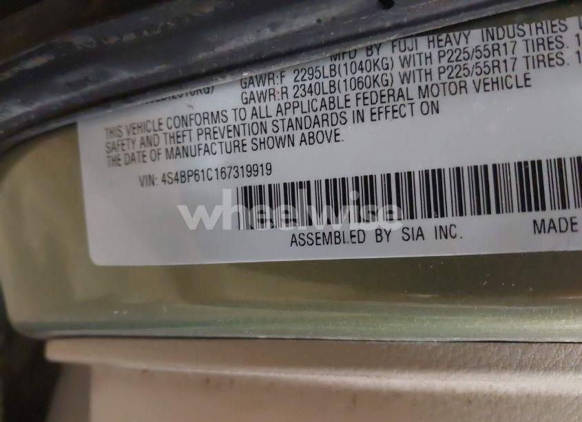 Photo 9 of 2006 Subaru Outback 2.5I (VIN 4S4BP61C167319919)