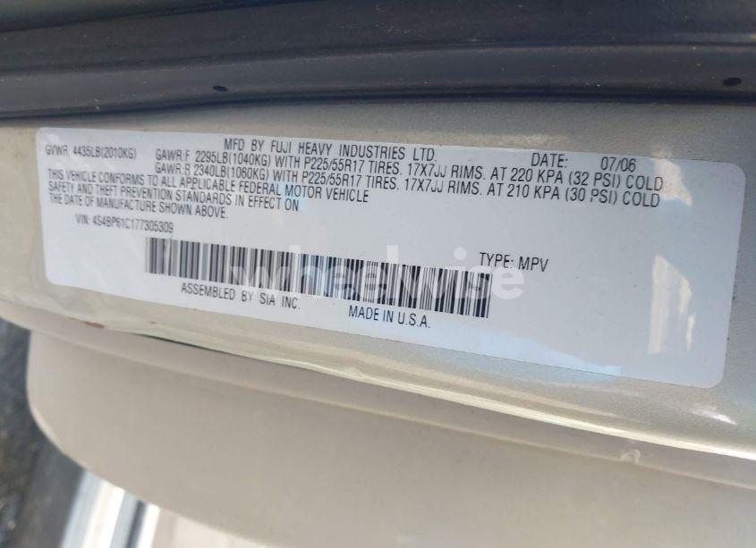 Photo 9 of 2007 Subaru Outback 2.5I (VIN 4S4BP61C177305309)
