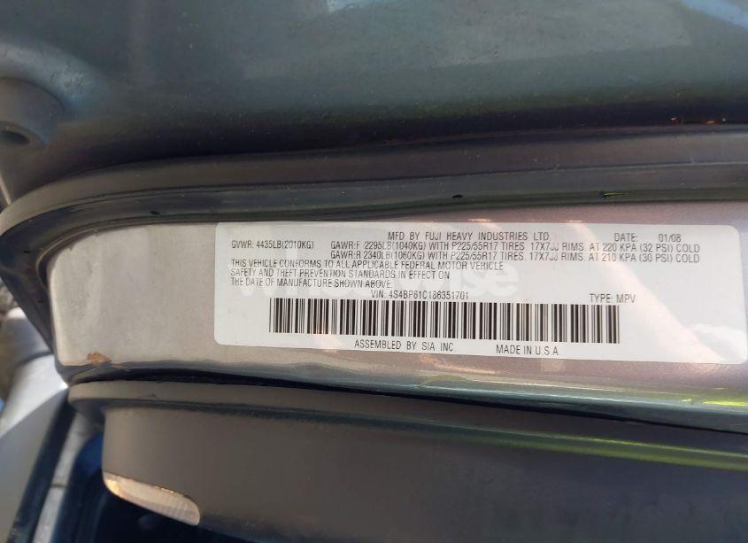 Photo 9 of 2008 Subaru Outback 2.5I (VIN 4S4BP61C186351701)