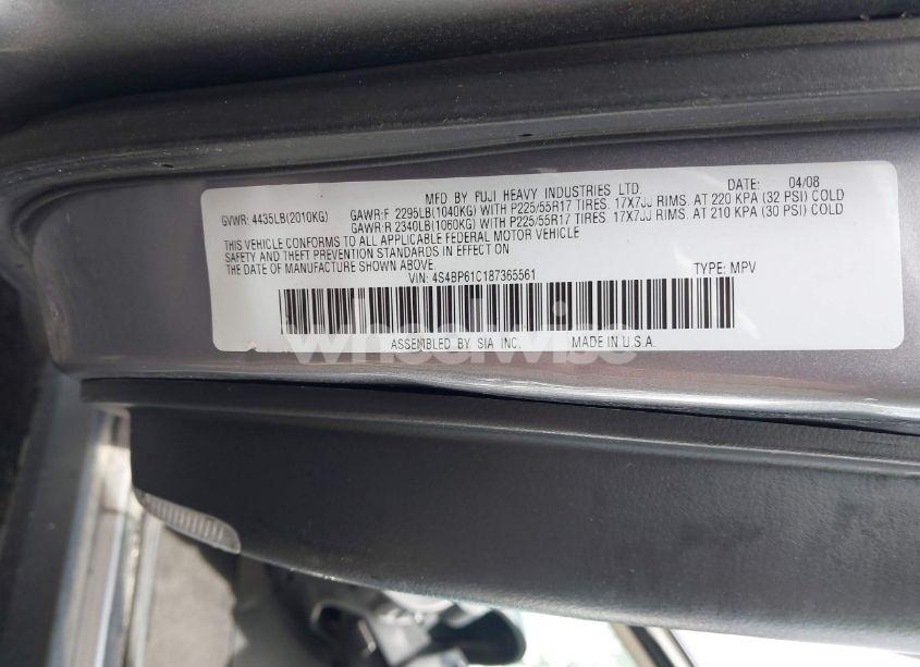 Photo 9 of 2008 Subaru Outback 2.5I/2.5I L.L. BEAN EDITION (VIN 4S4BP61C187365561)