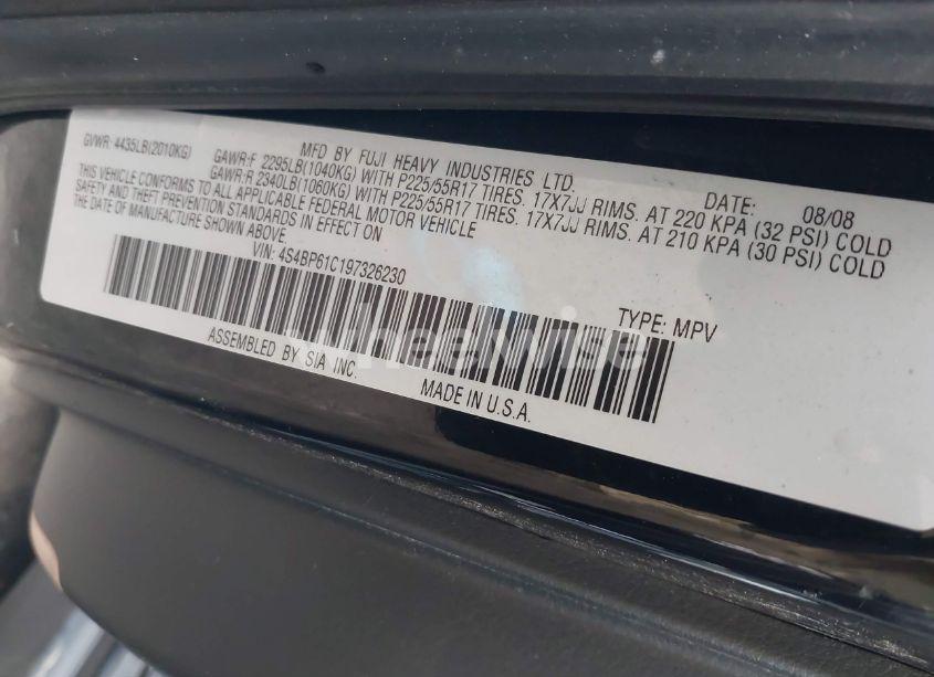 Photo 9 of 2009 Subaru Outback 2.5I (VIN 4S4BP61C197326230)