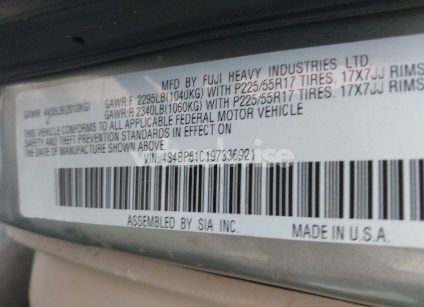 Photo 9 of 2009 Subaru Outback 2.5I (VIN 4S4BP61C197336921)