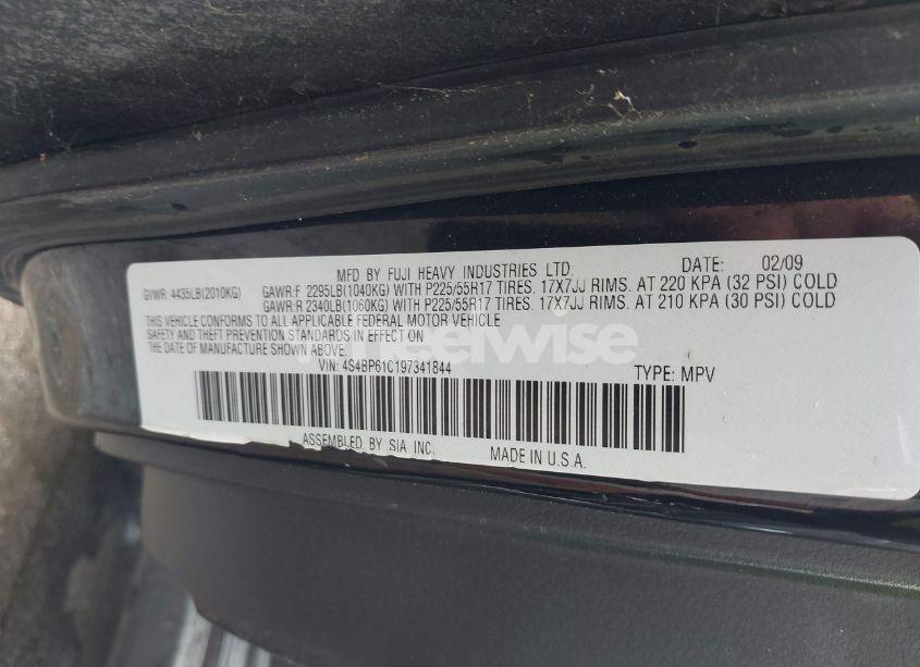 Photo 9 of 2009 Subaru Outback 2.5I (VIN 4S4BP61C197341844)
