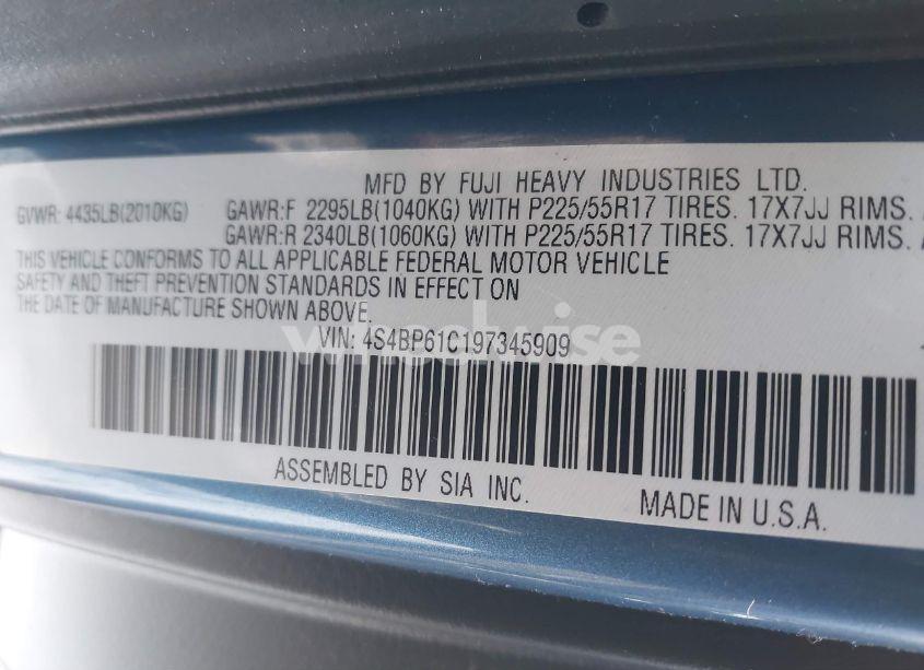 Photo 9 of 2009 Subaru Outback 2.5I (VIN 4S4BP61C197345909)