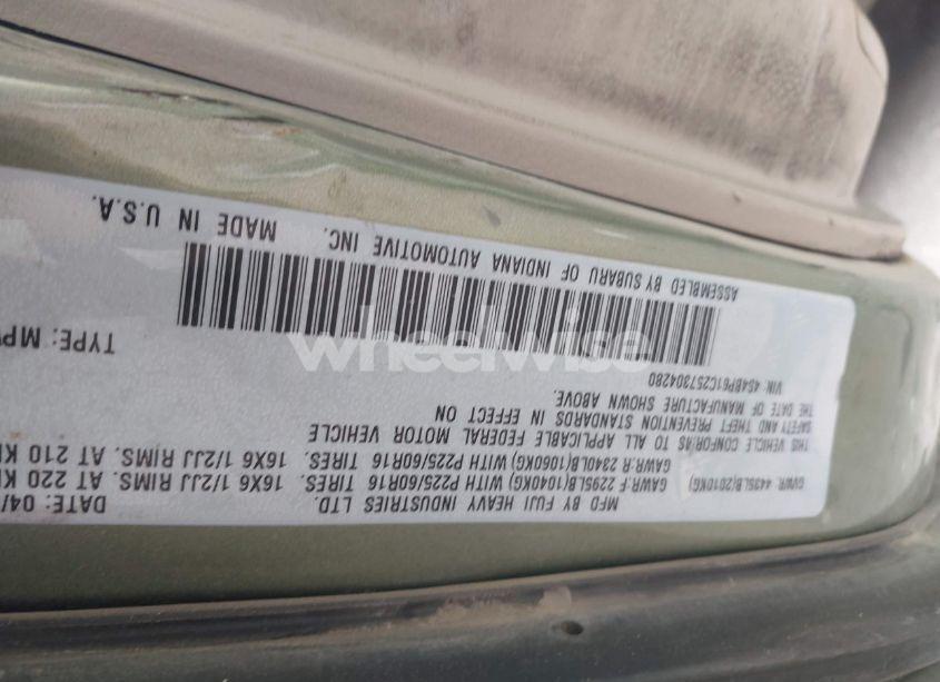 Photo 9 of 2005 Subaru Outback 2.5I (VIN 4S4BP61C257304280)