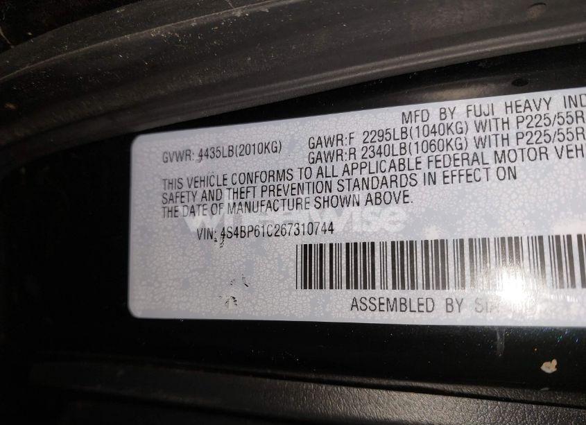 Photo 9 of 2006 Subaru Outback 2.5I (VIN 4S4BP61C267310744)