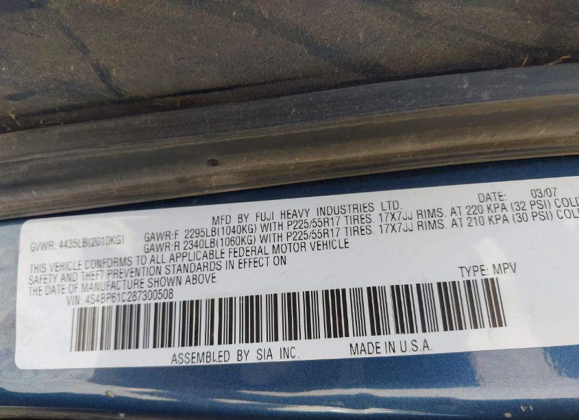 Photo 9 of 2008 Subaru Outback 2.5I/2.5I L.L. BEAN EDITION (VIN 4S4BP61C287300508)