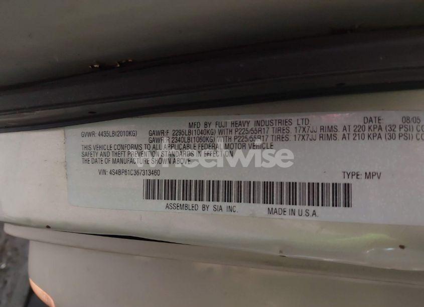 Photo 9 of 2006 Subaru Outback 2.5I (VIN 4S4BP61C367313460)