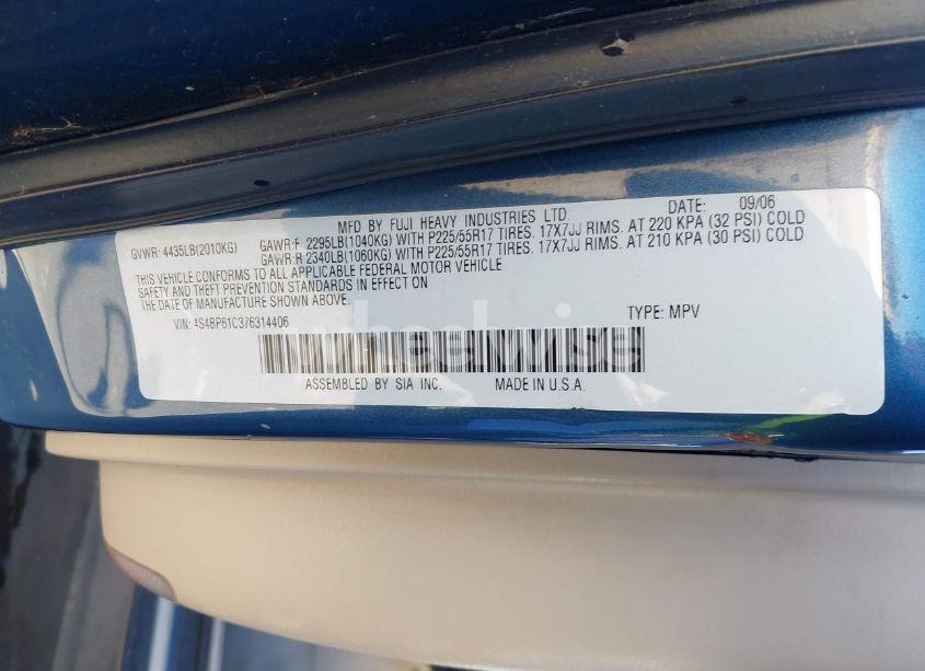Photo 9 of 2007 Subaru Outback 2.5I (VIN 4S4BP61C376314406)
