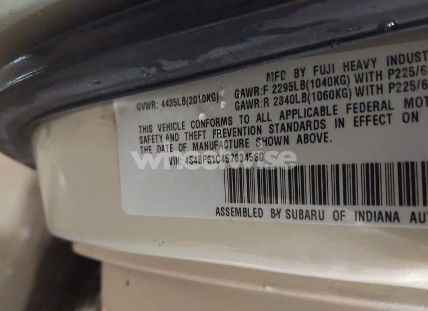 Photo 9 of 2005 Subaru Outback 2.5I (VIN 4S4BP61C457334560)