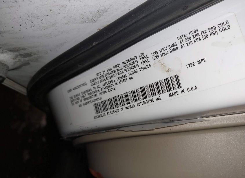 Photo 9 of 2005 Subaru Outback 2.5I (VIN 4S4BP61C457342545)