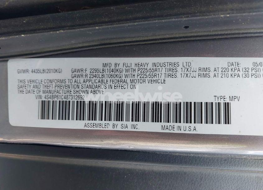 Photo 9 of 2008 Subaru Outback 2.5I/2.5I L.L. BEAN EDITION (VIN 4S4BP61C487312692)