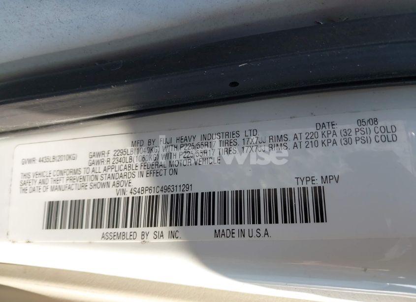 Photo 9 of 2009 Subaru Outback 2.5I (VIN 4S4BP61C496311291)