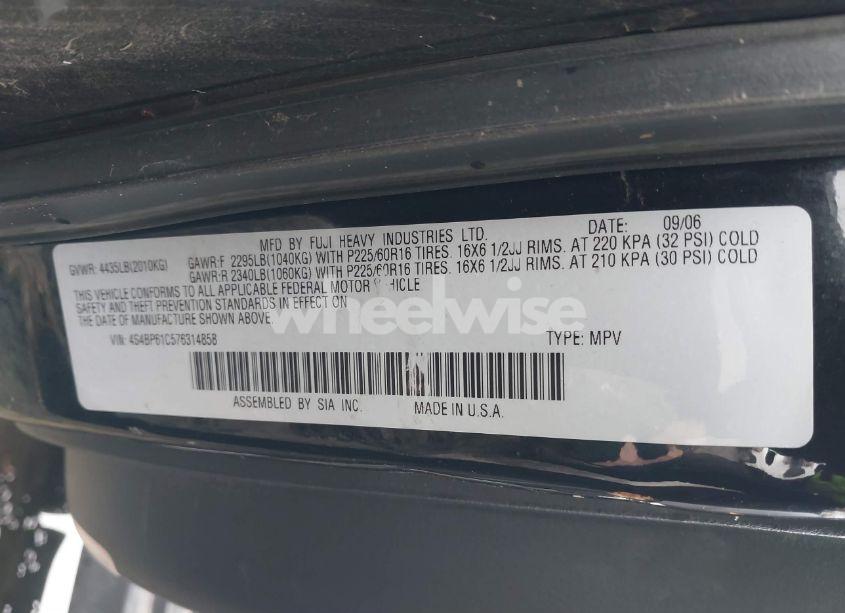 Photo 9 of 2007 Subaru Outback 2.5I BASIC (VIN 4S4BP61C576314858)