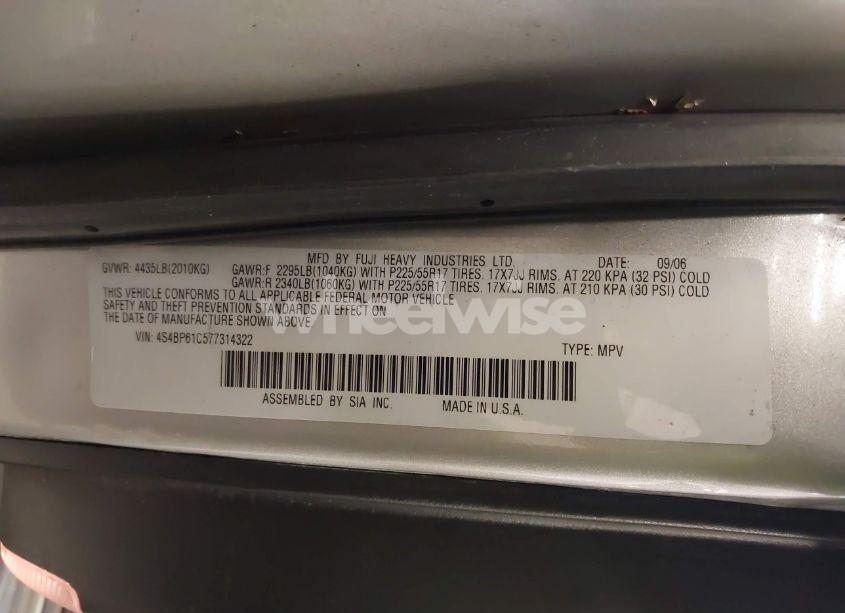 Photo 9 of 2007 Subaru Outback 2.5I (VIN 4S4BP61C577314322)