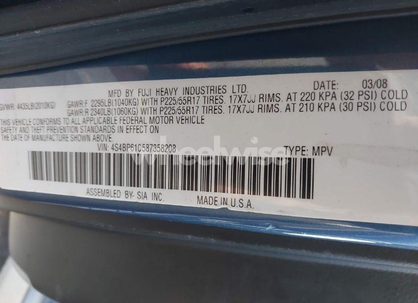 Photo 9 of 2008 Subaru Outback 2.5I/2.5I L.L. BEAN EDITION (VIN 4S4BP61C587358208)