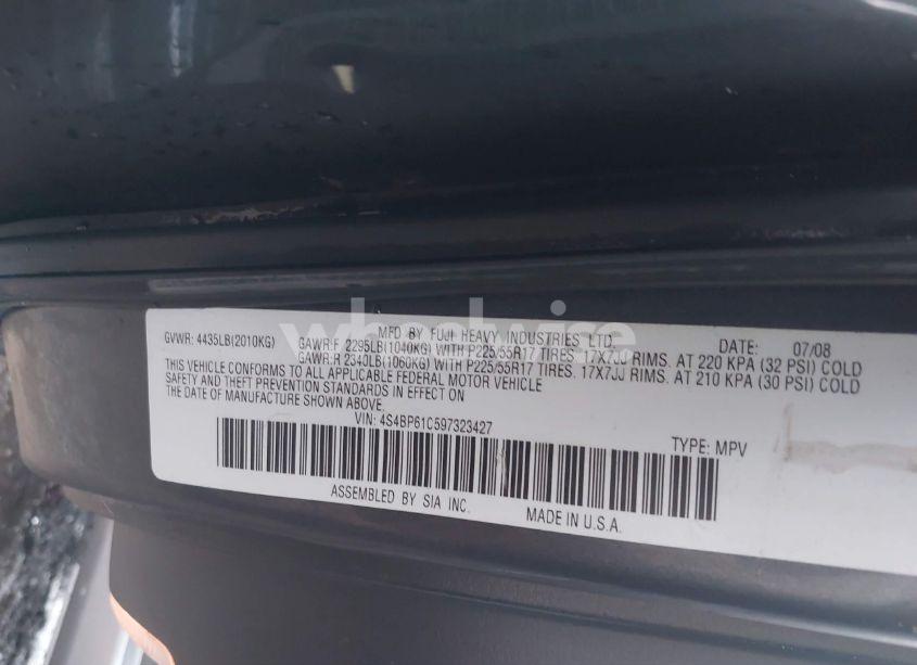 Photo 9 of 2009 Subaru Outback 2.5I (VIN 4S4BP61C597323427)