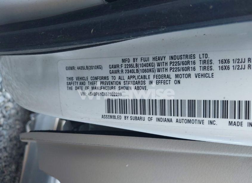 Photo 9 of 2005 Subaru Outback 2.5I (VIN 4S4BP61C657302239)
