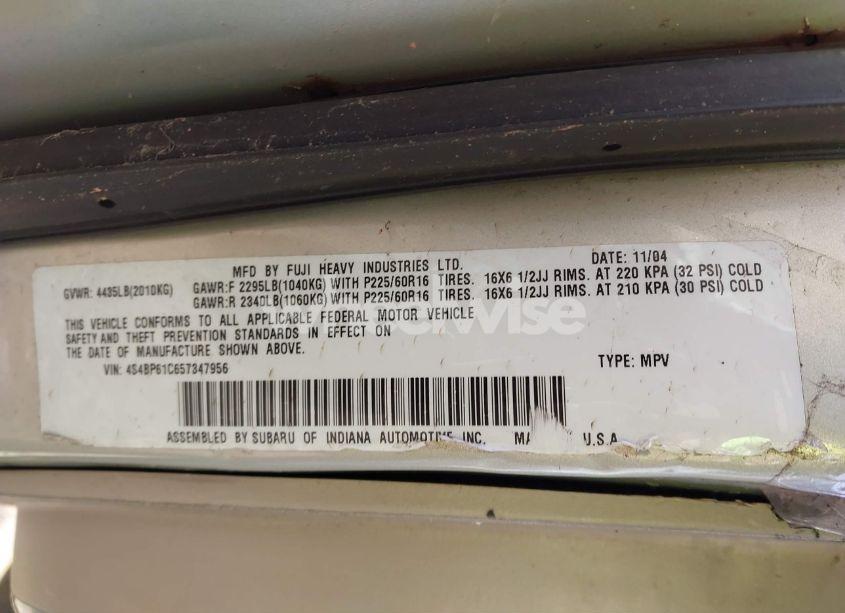 Photo 9 of 2005 Subaru Outback 2.5I (VIN 4S4BP61C657347956)