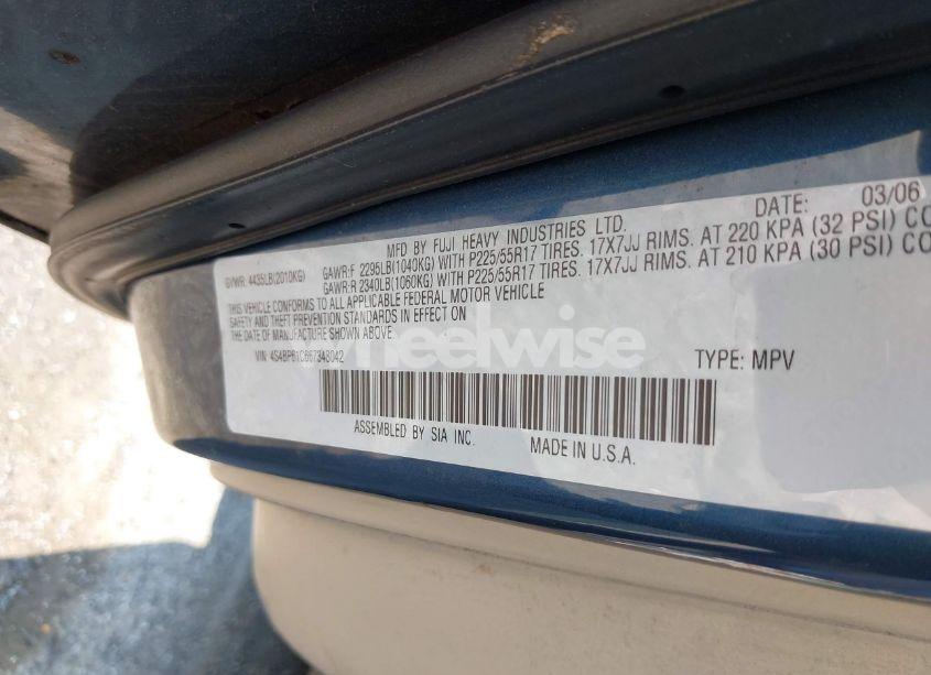 Photo 9 of 2006 Subaru Outback 2.5I (VIN 4S4BP61C667348042)