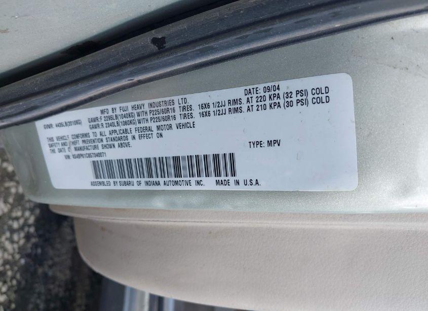 Photo 9 of 2005 Subaru Outback 2.5I (VIN 4S4BP61C857340071)