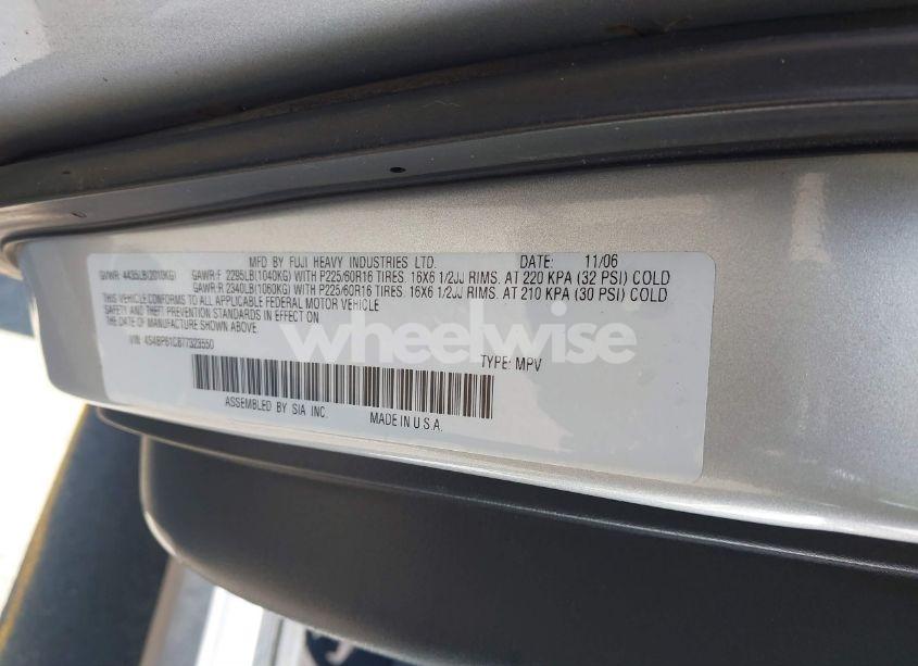 Photo 9 of 2007 Subaru Outback 2.5I BASIC (VIN 4S4BP61C877323550)