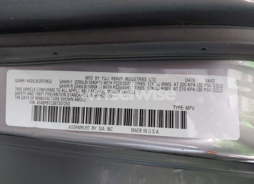 Photo 9 of 2008 Subaru Outback 2.5I/2.5I L.L. BEAN EDITION (VIN 4S4BP61C887307253)