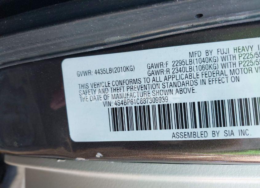 Photo 9 of 2008 Subaru Outback 2.5I/2.5I L.L. BEAN EDITION (VIN 4S4BP61C887309939)