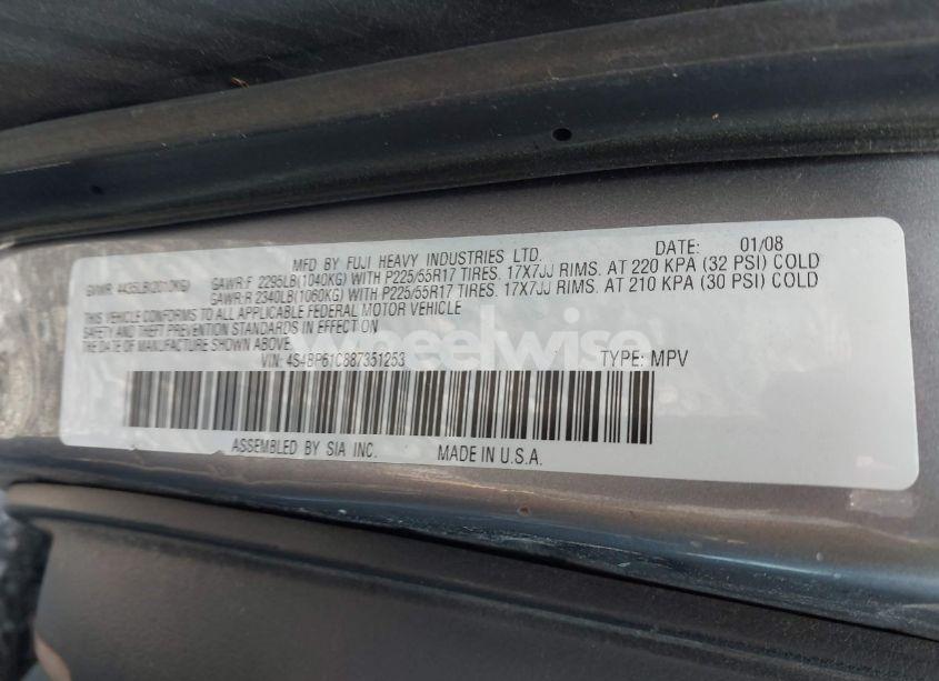 Photo 9 of 2008 Subaru Outback 2.5I/2.5I L.L. BEAN EDITION (VIN 4S4BP61C887351253)