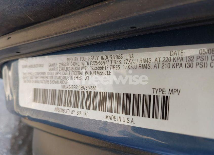 Photo 9 of 2009 Subaru Outback 2.5I (VIN 4S4BP61C897314656)