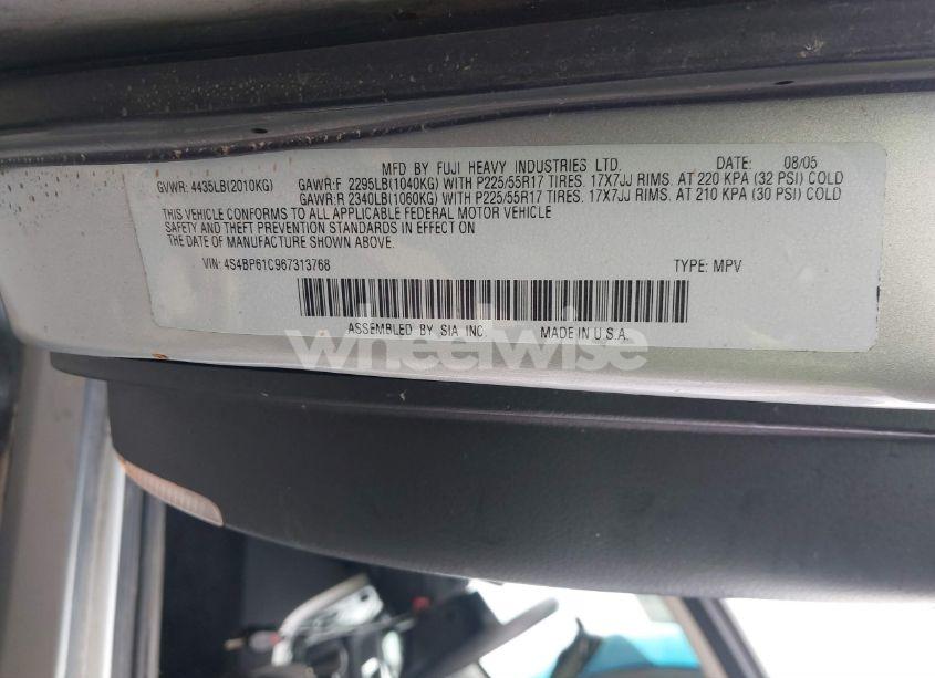 Photo 9 of 2006 Subaru Outback 2.5I (VIN 4S4BP61C967313768)
