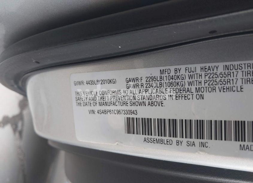 Photo 9 of 2006 Subaru Outback 2.5I (VIN 4S4BP61C967330943)