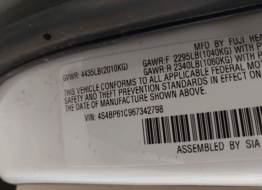 Photo 9 of 2006 Subaru Outback 2.5I (VIN 4S4BP61C967342798)