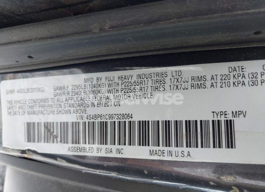 Photo 9 of 2009 Subaru Outback 2.5I (VIN 4S4BP61C997328064)