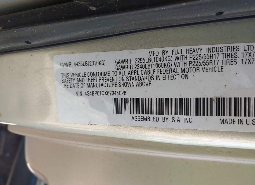 Photo 9 of 2006 Subaru Outback 2.5I (VIN 4S4BP61CX67344026)