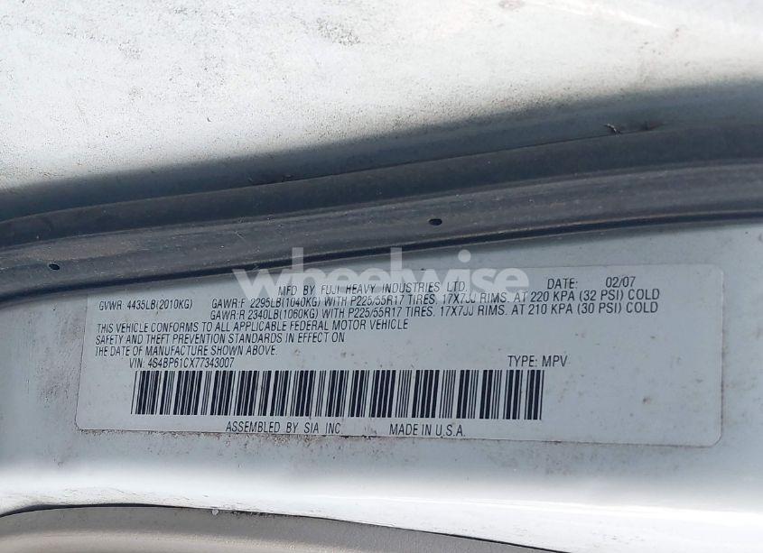 Photo 9 of 2007 Subaru Outback 2.5I/2.5I BASIC/2.5I L.L. BEAN EDITION (VIN 4S4BP61CX77343007)