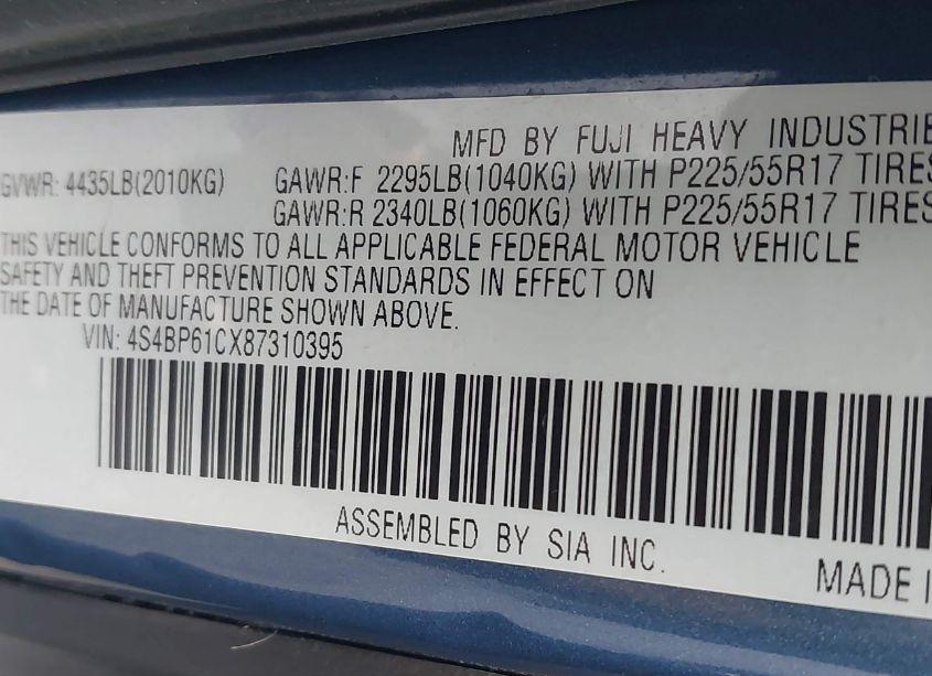 Photo 9 of 2008 Subaru Outback 2.5I/2.5I L.L. BEAN EDITION (VIN 4S4BP61CX87310395)