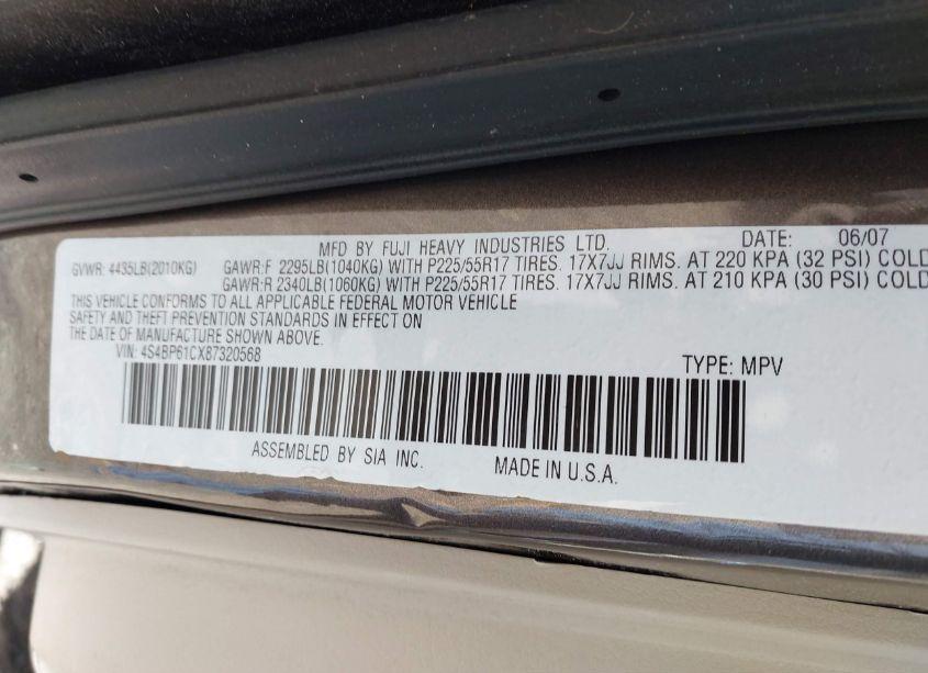 Photo 9 of 2008 Subaru Outback 2.5I/2.5I L.L. BEAN EDITION (VIN 4S4BP61CX87320568)