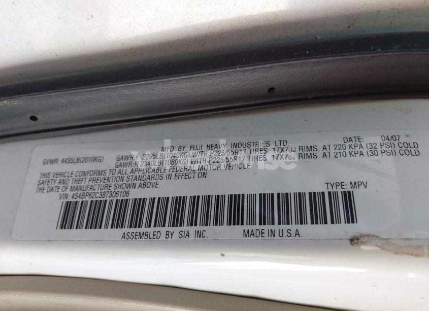 Photo 9 of 2008 Subaru Outback 2.5I LIMITED/2.5I LIMITED L.L. BEAN EDITION (VIN 4S4BP62C387306106)