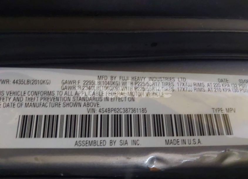 Photo 9 of 2008 Subaru Outback 2.5I LIMITED/2.5I LIMITED L.L. BEAN EDITION (VIN 4S4BP62C387361185)