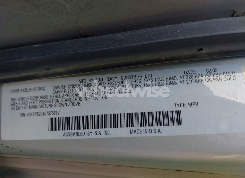 Photo 9 of 2005 Subaru Outback 2.5I LIMITED (VIN 4S4BP62C457375852)