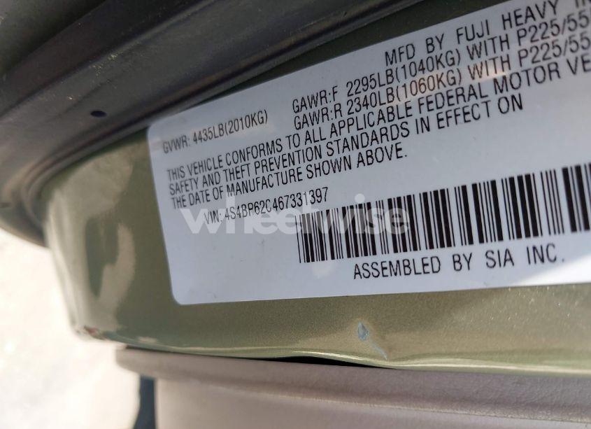 Photo 9 of 2006 Subaru Outback 2.5I LIMITED (VIN 4S4BP62C467331397)